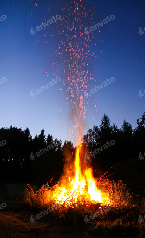 Preview: Bonfire outdoors at night.