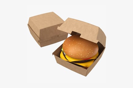 Cheeseburger in Open Cardboard Container