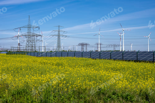 Preview: Solar panels, power lines and wind turbines