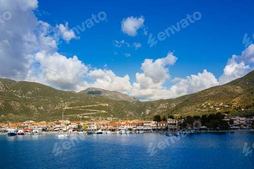 Preview: Island of Greece with port and boats