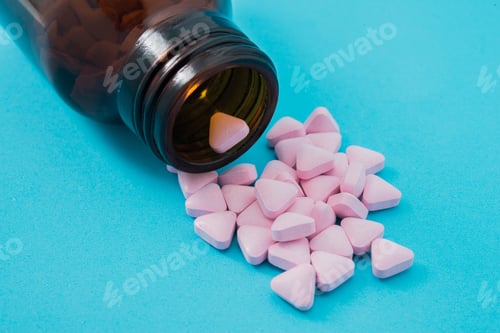 Preview: Medical pills spilling out of a toppled from pill bottle