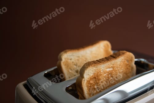Preview: Two roasted pieces of bread on toaster