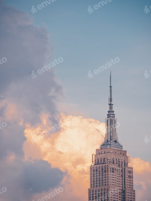 Preview: The spire of a skyscraper on the background of sky