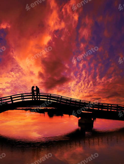 Preview: Couple enjoying the romantic sunset on the Lefkas town Greece