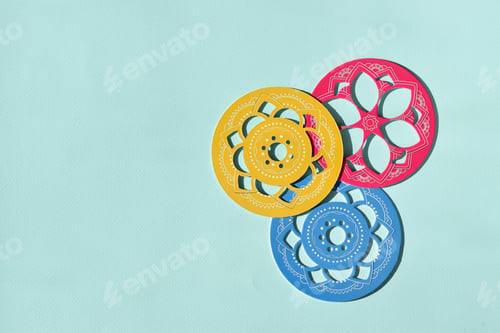 Preview: A mandala board game on a blue background with a place for text