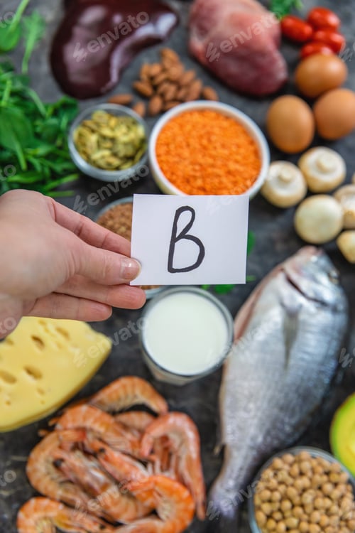 Preview: Foods that contain B vitamins. Selective focus