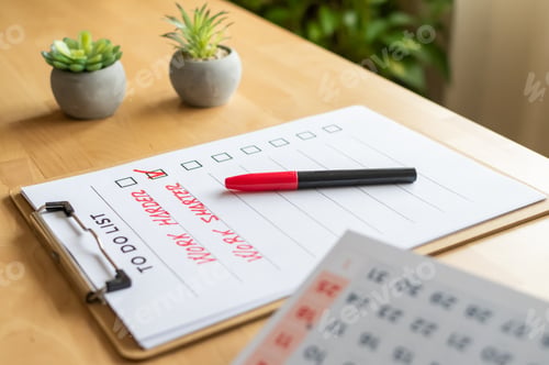 Preview: To do list with work smarter work harder concept