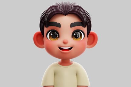 Aperçu: Personnage 3D de Chibi Boy coréen souriant