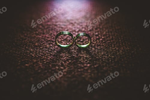 Preview: Wedding rings isolated and with space for text.