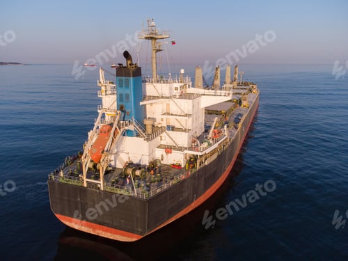 Preview: Large general cargo ship tanker bulk carrier, Top down aerial view.