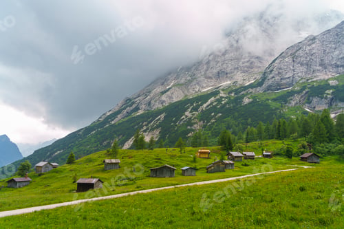 Preview: Mountain landscape along the road to Fedaia pass, Dolomites