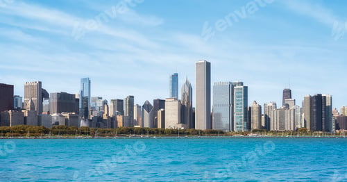 Preview: Chicago panorama on a sunny day, USA.