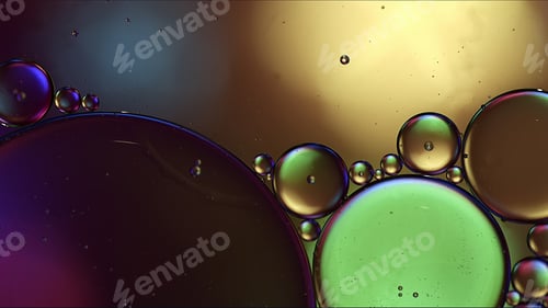 Preview: Abstract Colorful Food Oil Drops Bubbles and spheres Flowing on Water Surface