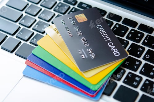 Preview: Credit card on laptop. Online payment online store with Credit card. online shopping