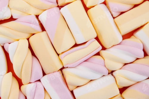 Preview: Colorful marshmallows background with copy space.