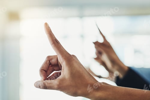 Preview: Just a few questions. Closeup shot of unrecognizable people raising their hands to ask a question.