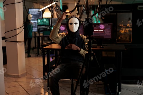 Preview: Cybercrime, thief recording threat video on smartphone