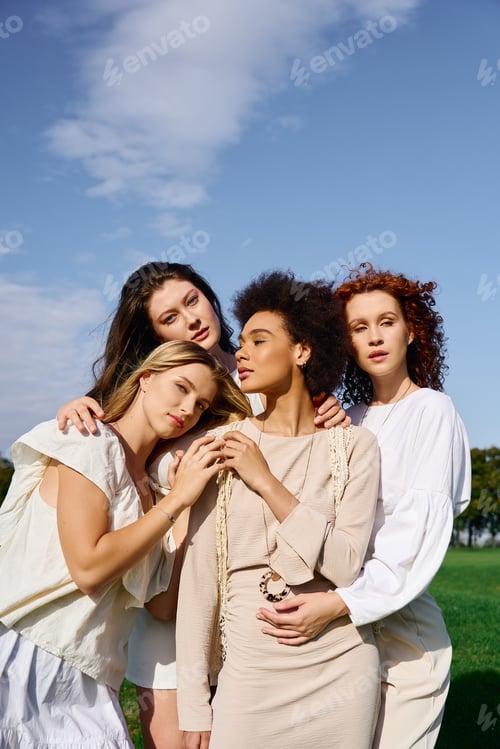 Preview: Chic spring day celebration with confident women in a beautiful outdoor park setting