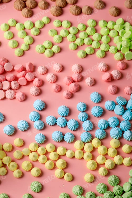 Preview: Mini Colorful French Meringue on Pink Table