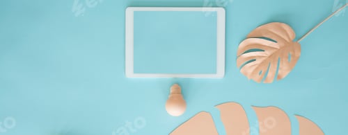 Preview: Baby blue workspace with tablet