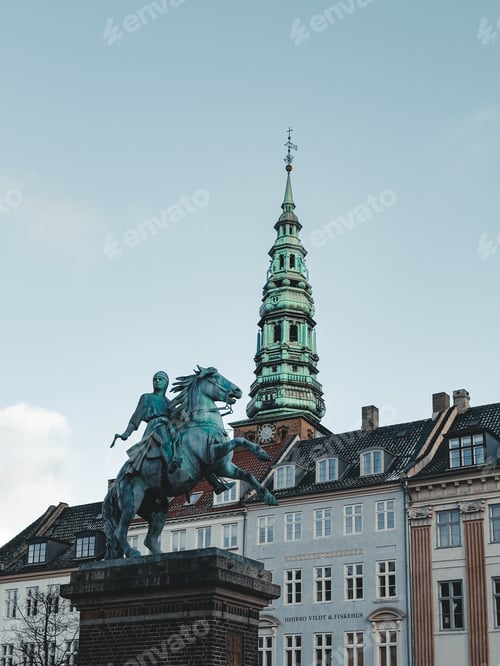Preview: View of the landmark green spire of the former St. Nicholas Church, now Nikolaj Contemporary Art