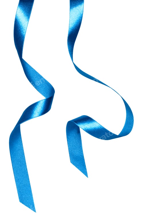 Preview: Shiny satin ribbon in blue color isolated on white background close up