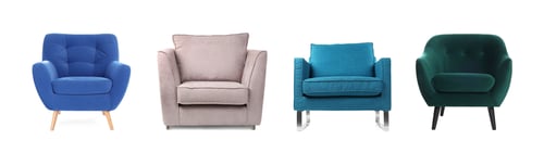 Preview: Different comfortable armchairs isolated on white, set