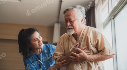Preview: Elderly male patients in hospital rooms, old disease person