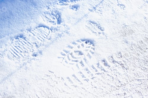 Preview: Footprints, traces on the snow. Texture, winter, wintertime, background.