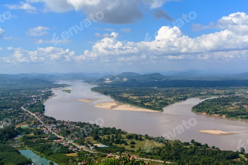 Preview: Beautiful view of Mekong river with blue sky