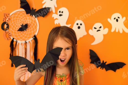 Preview: A girl with curly hair standing angry and mad, covering eye with a bat.