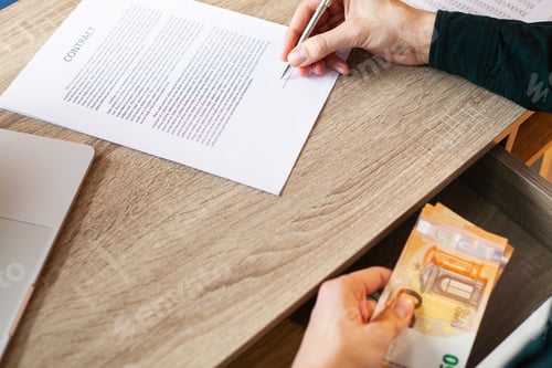 Preview: Businessman giving money while making deal to agreement a real estate contract