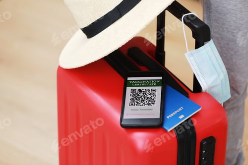 Preview: New normal concept. Close up view of a smartphone with an immune digital health passport
