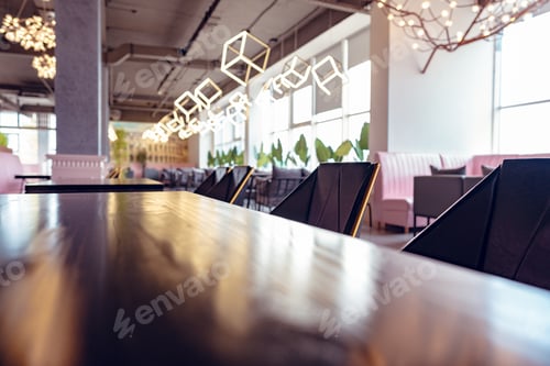 Preview: Empty cafe or restaurant interior at a daytime