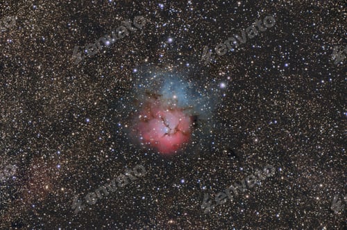Preview: Namibia, Region Khomas, near Uhlenhorst, Astrophoto of emission and reflection nebula Messier 20 or