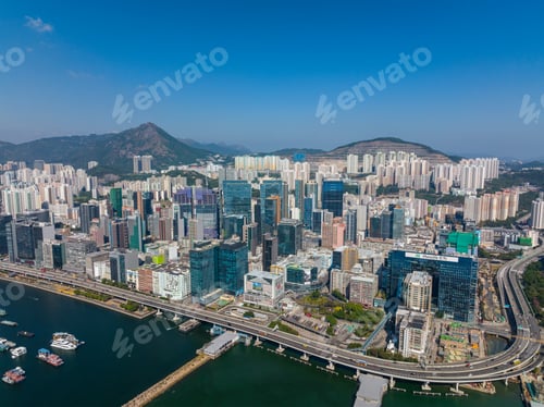 Preview: Kwun Tong, Hong Kong 12 December 2021: Top view of Hong Kong city
