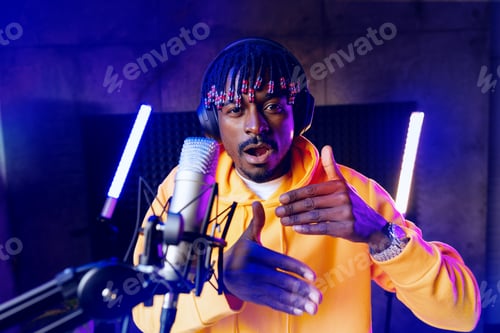 Preview: Young African performer recording his new track in recording studio