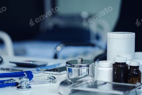 Preview: Medical Equipment on Table in Hospital Setting