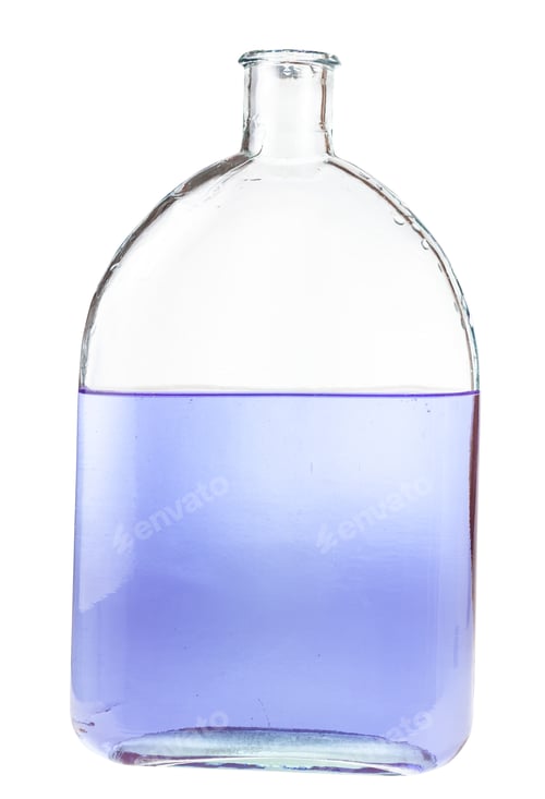 Preview: violet ink solution in water in flask isolated