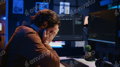 Preview: Annoyed developer exasperated after failing to remove all bugs while coding