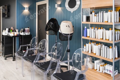 Preview: Modern hairdressing salon interior providing beauty services
