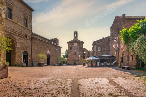 Preview: Sovana main square with historic Palazzo dell'Archivio, Maremma, Tuscany, Italy