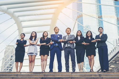 Preview: Portrait Of Business people worker Team Outside.