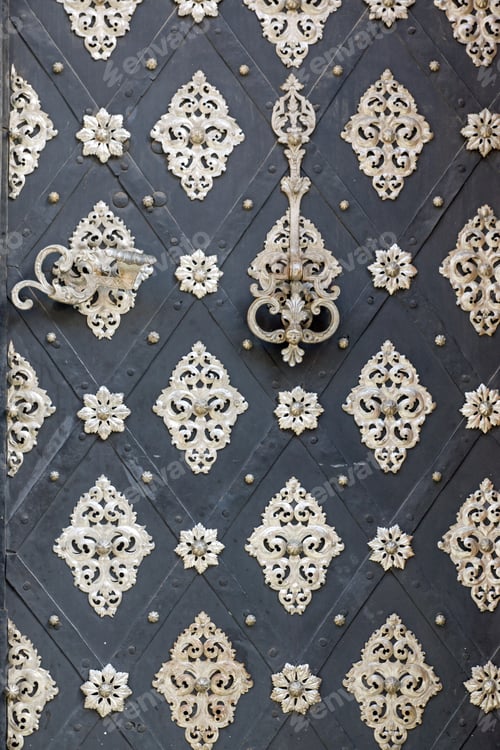 Preview: Silver ornated old door