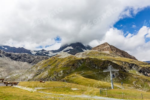 Preview: Panorama of cloud layer from mountain top over Swiss alps