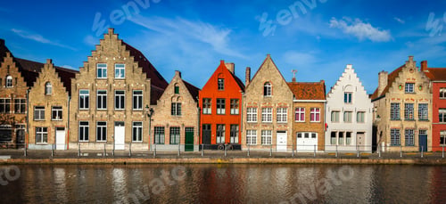 Preview: European town Bruges medieval houses and canal, Belgium