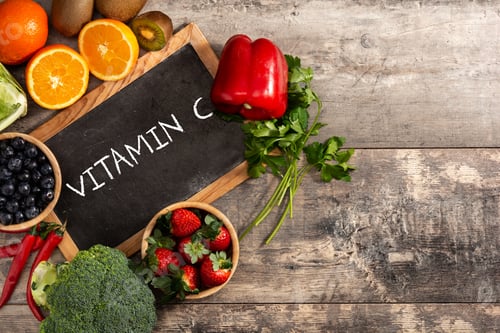 Preview: High in vitamin C food and blackboard