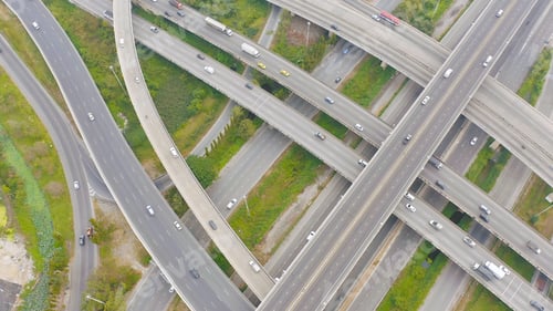 Preview: Cars driving on highway or motorway. Overpass bridge street roads in urban city town.