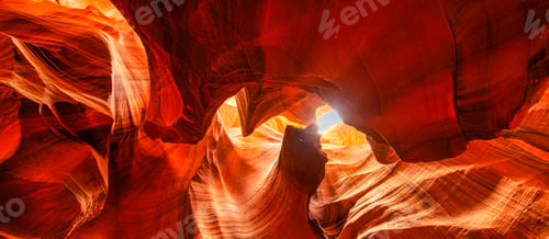 Preview: Beautiful view of amazing sandstone formations in the famous Antelope Canyon on a sunny day, USA