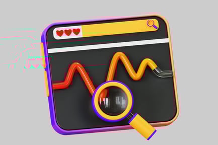 Preview: Search bar and magnifying glass with line graph